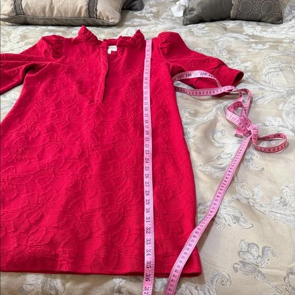 Lilly Pulitzer Red Midi Dress with Puff Sleeves - Picture 6 of 9